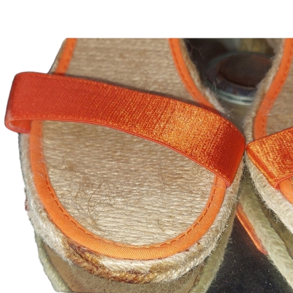 RALPH LAUREN Ilene Braided Espadrilles With Orange Elastic Straps Sz 11B - Picture 2 of 5
